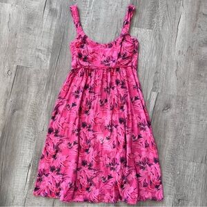 Fresh Produce Pink Midi Dress Size Medium Tank Dress Floral Tropical Vacation
